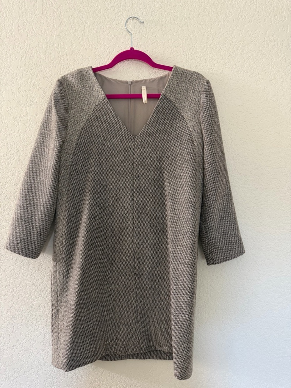Yargıcı Cocoon Dress Size 40 Gray Textured Wool Blend Minimalist